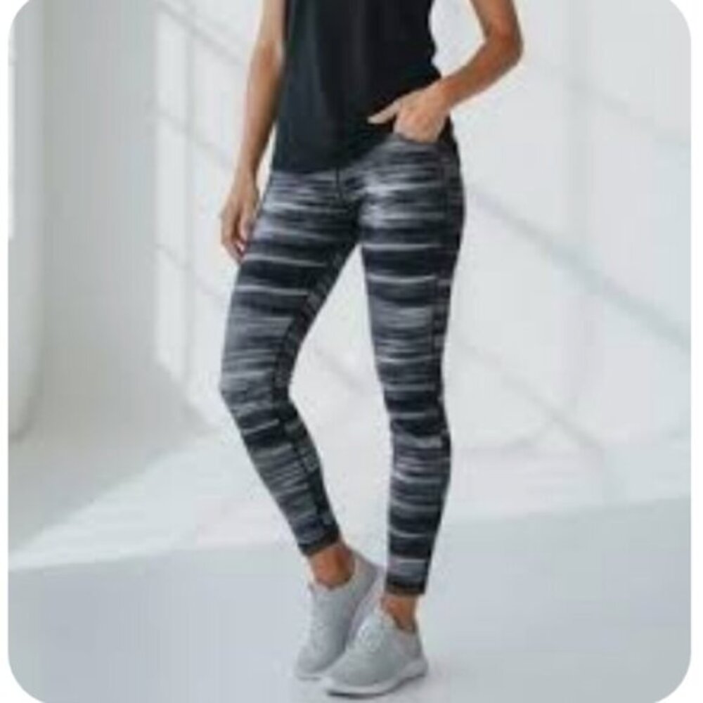4/$20 Kos Usa Onyx Grayscale Space Dye High-Waisted Leggings Small